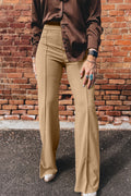 Paneled High-Waist Full-Length Pants