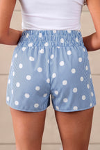 Polka Dot Shirred-Waist Shorts