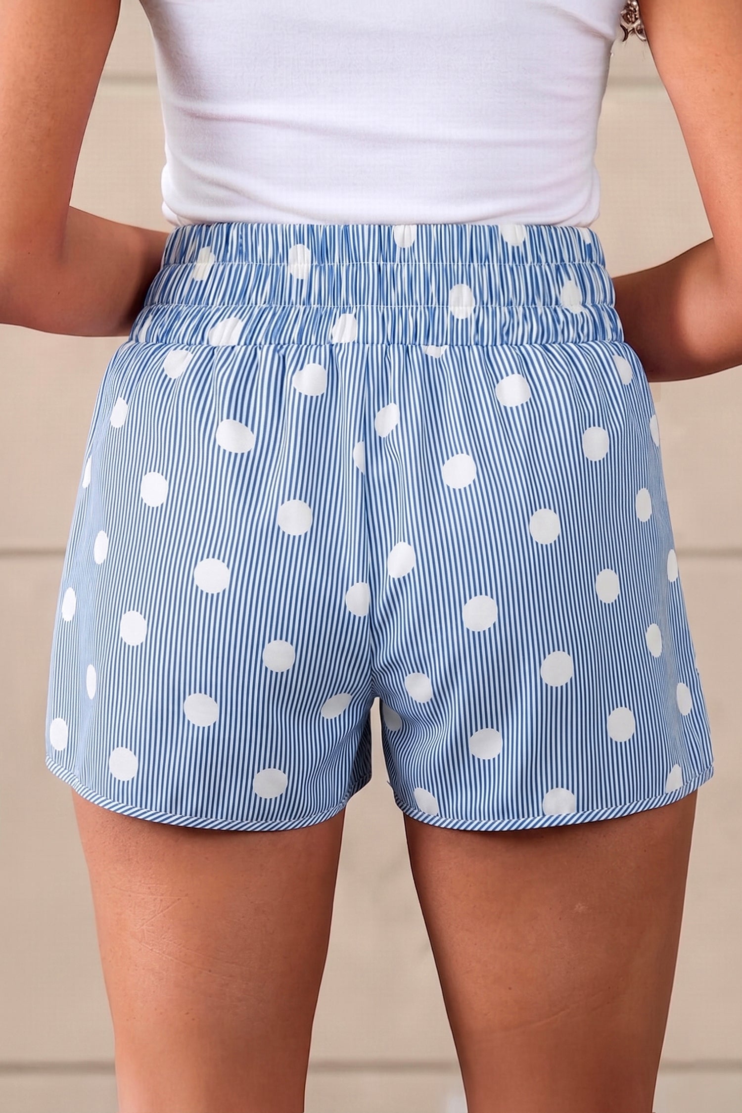 Polka Dot Shirred-Waist Shorts