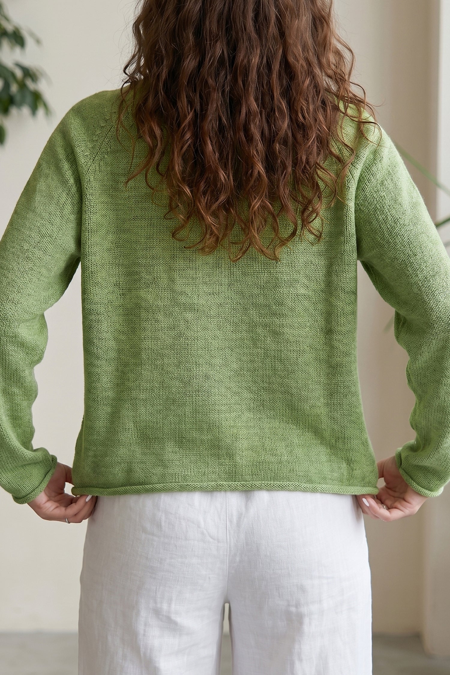 Fish Motif Oversized Round Neck Sweater