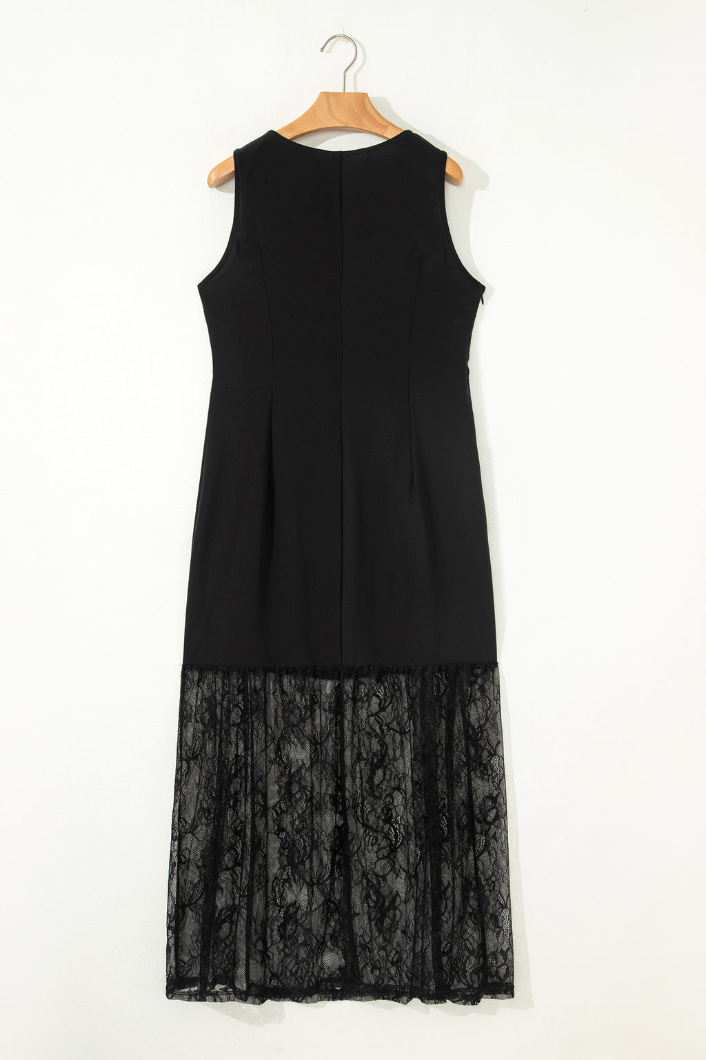 Sleeveless Floral Lace Panel Maxi Dress
