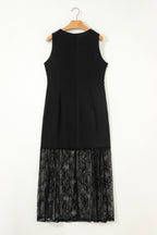 Sleeveless Floral Lace Panel Maxi Dress