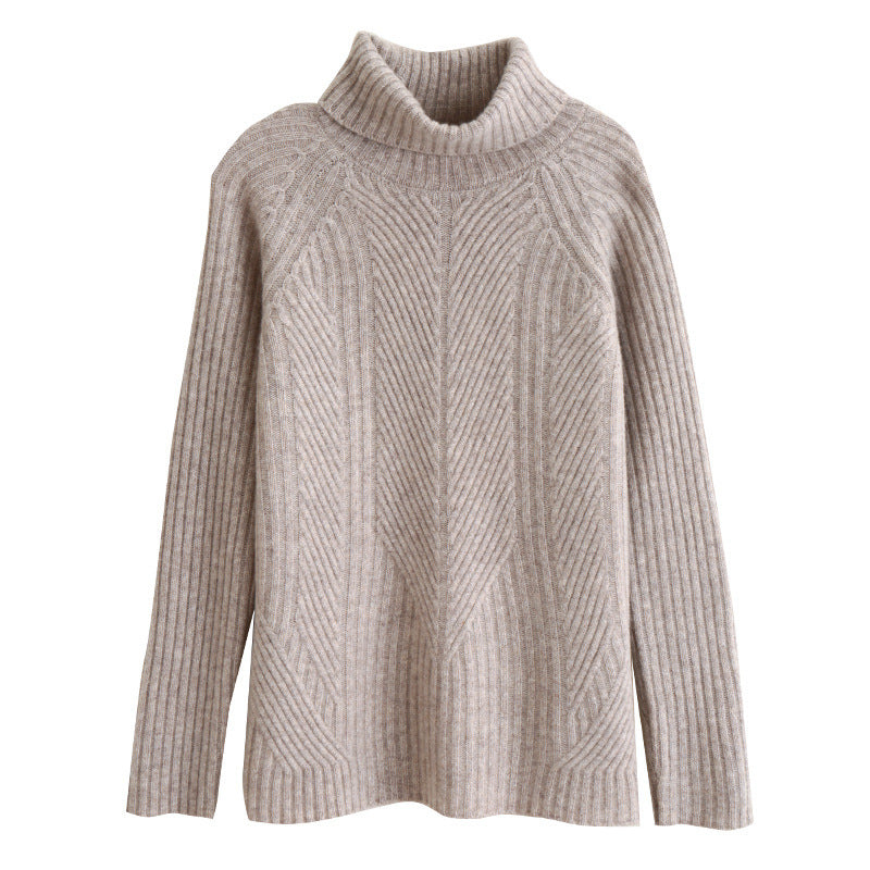 Turtleneck Wool Knit Pullover Sweater