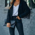 Fringed Cropped Moto Jacket