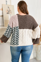 Color-Block Patchwork Knotted-Back Sweater