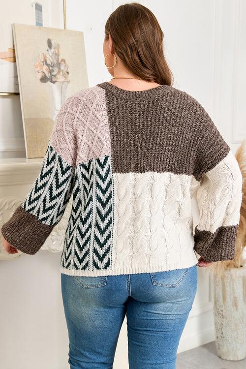 Color-Block Patchwork Knotted-Back Sweater