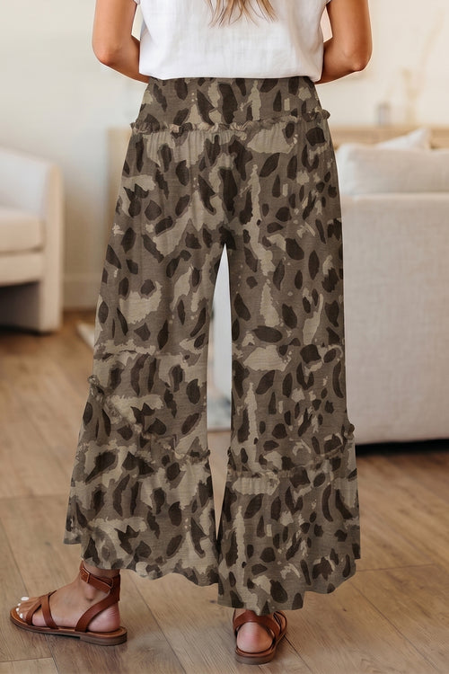 Camo Print Wide-Leg Pants