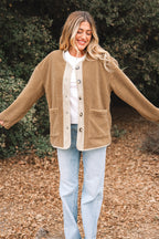Plush Corduroy-Trim Patchwork Jacket