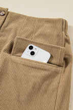 Corduroy Button-Front Mini Skirt