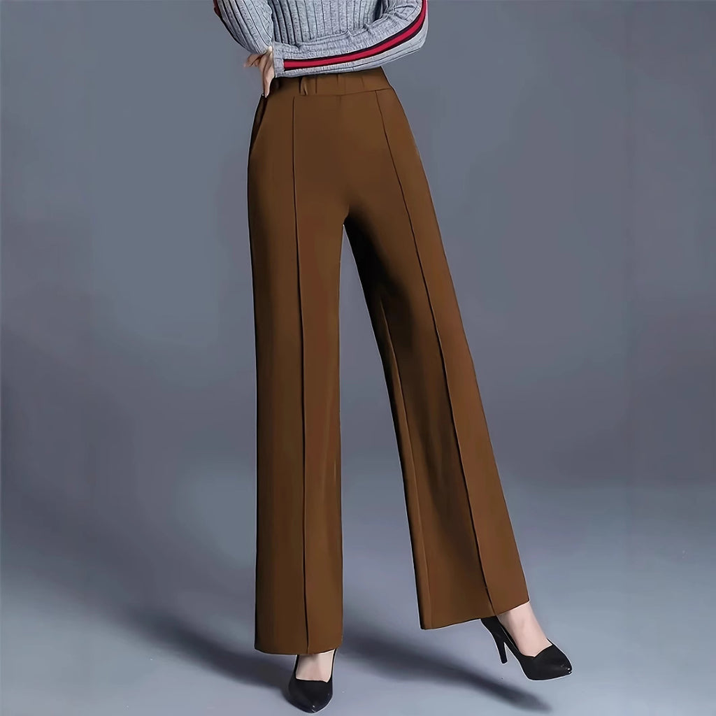 Elastic-Waist Wide-Leg Pants with Pockets