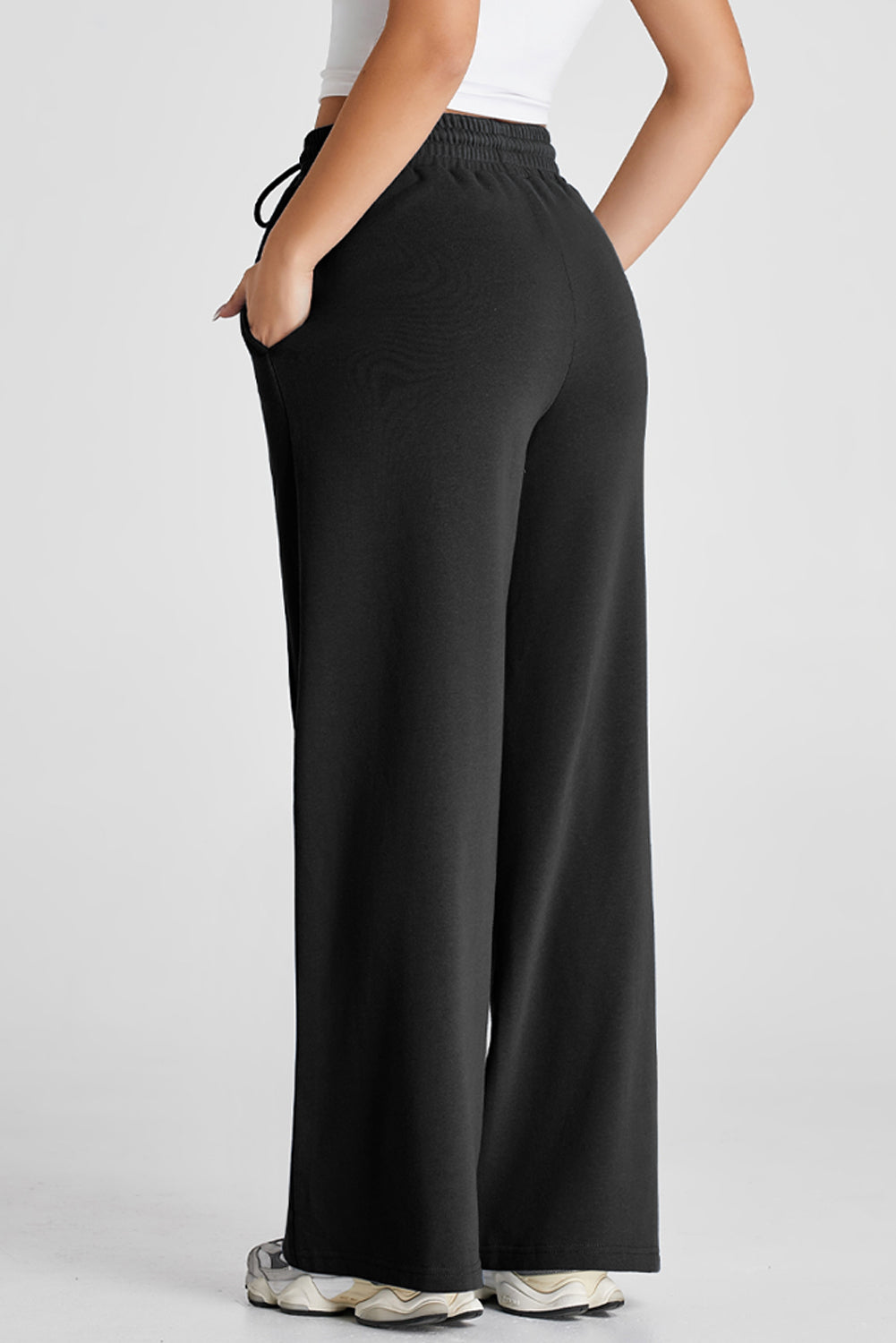 Seamed High-Waist Wide-Leg Sweatpants