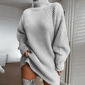 Oversized Turtleneck Ribbed Knit Sweater Dress