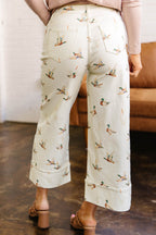 Duck-Print Cuffed-Hem Jeans