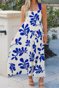 Floral Print Tie-Back Sleeveless Maxi Dress