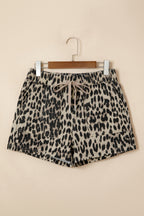 Leopard Print Lace-Up Denim Shorts