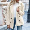Lapel-Collar Button-Front Teddy Coat