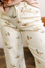 Duck-Print Cuffed-Hem Jeans