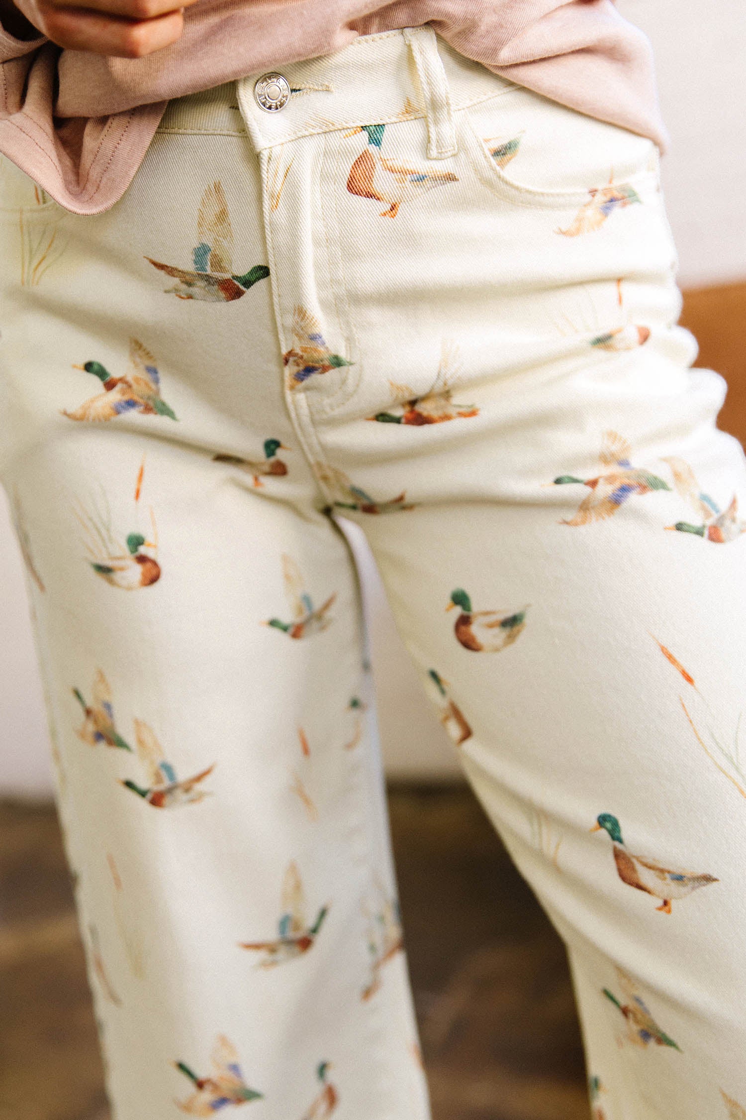Duck-Print Cuffed-Hem Jeans