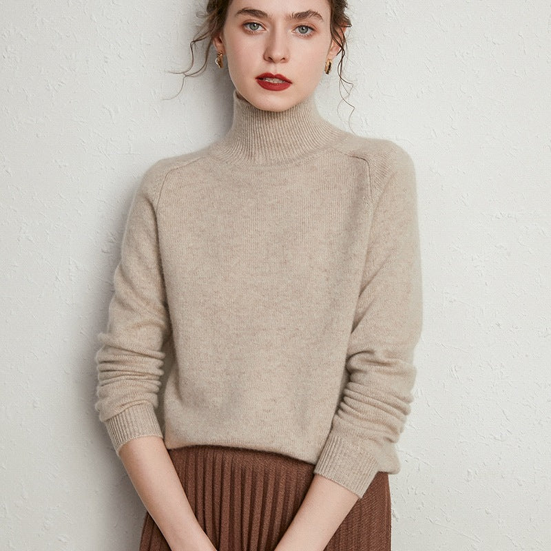 Wool Cashmere Blend Mock-Neck Sweater