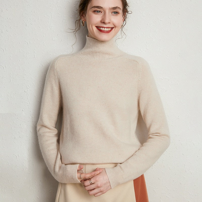 Wool Cashmere Blend Mock-Neck Sweater