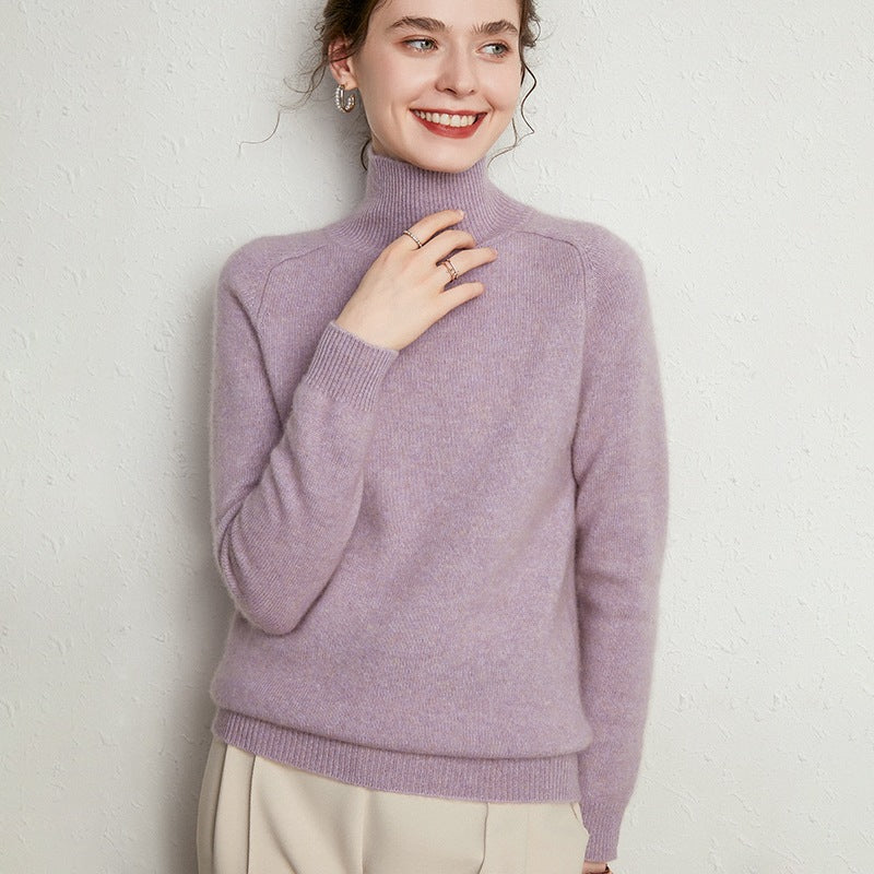 Wool Cashmere Blend Mock-Neck Sweater