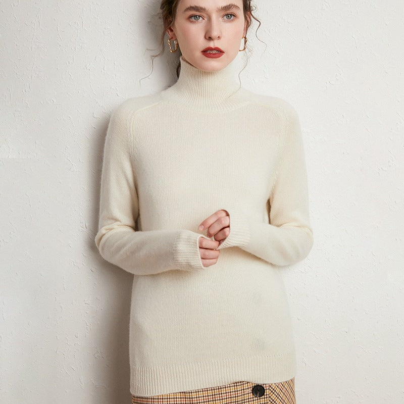 Wool Cashmere Blend Mock-Neck Sweater