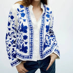 Floral Embroidered Button-Front Shirt