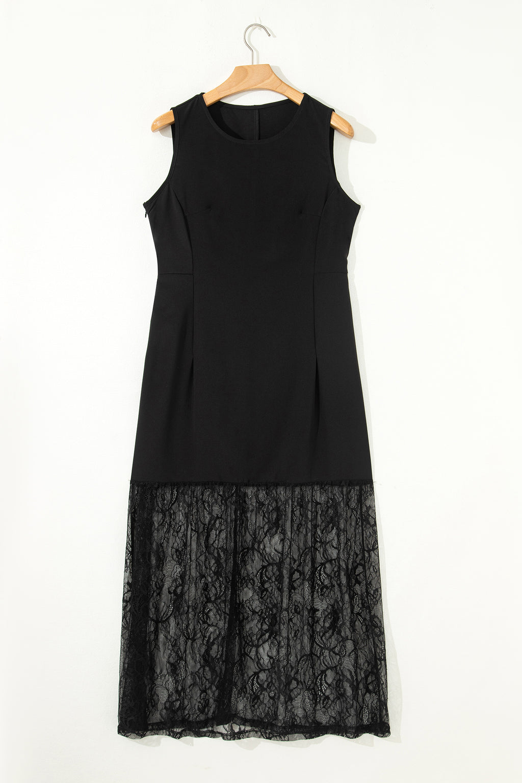 Sleeveless Floral Lace Panel Maxi Dress