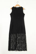 Sleeveless Floral Lace Panel Maxi Dress