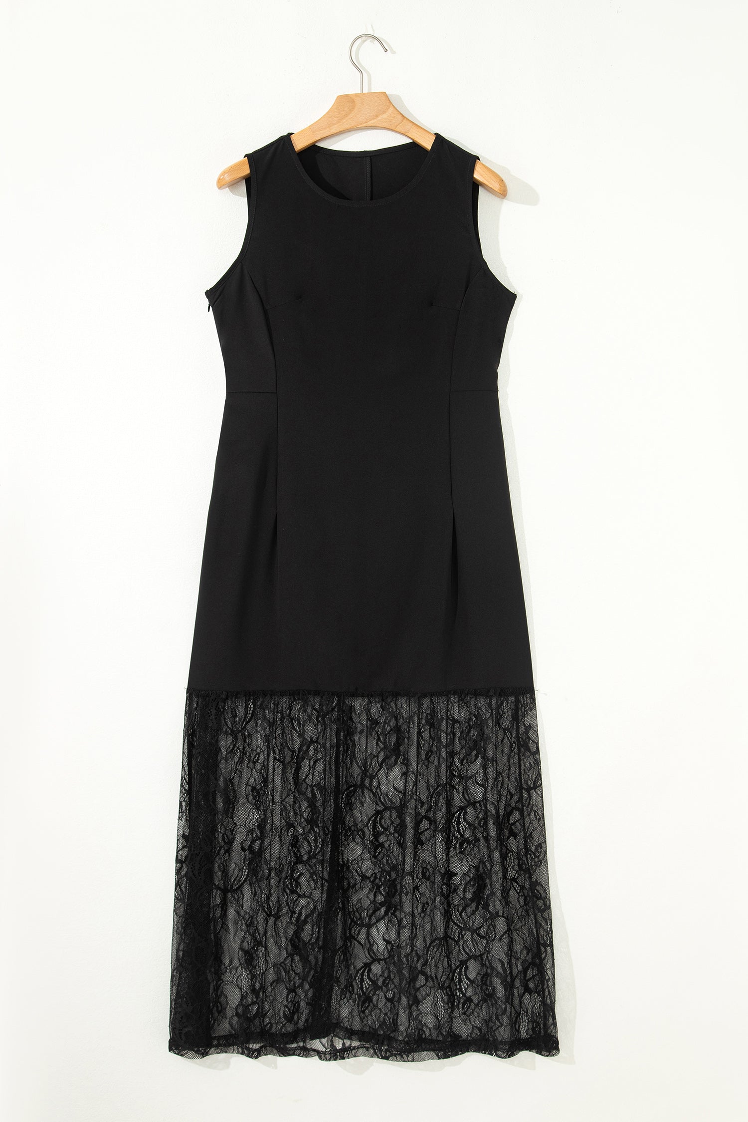 Sleeveless Floral Lace Panel Maxi Dress