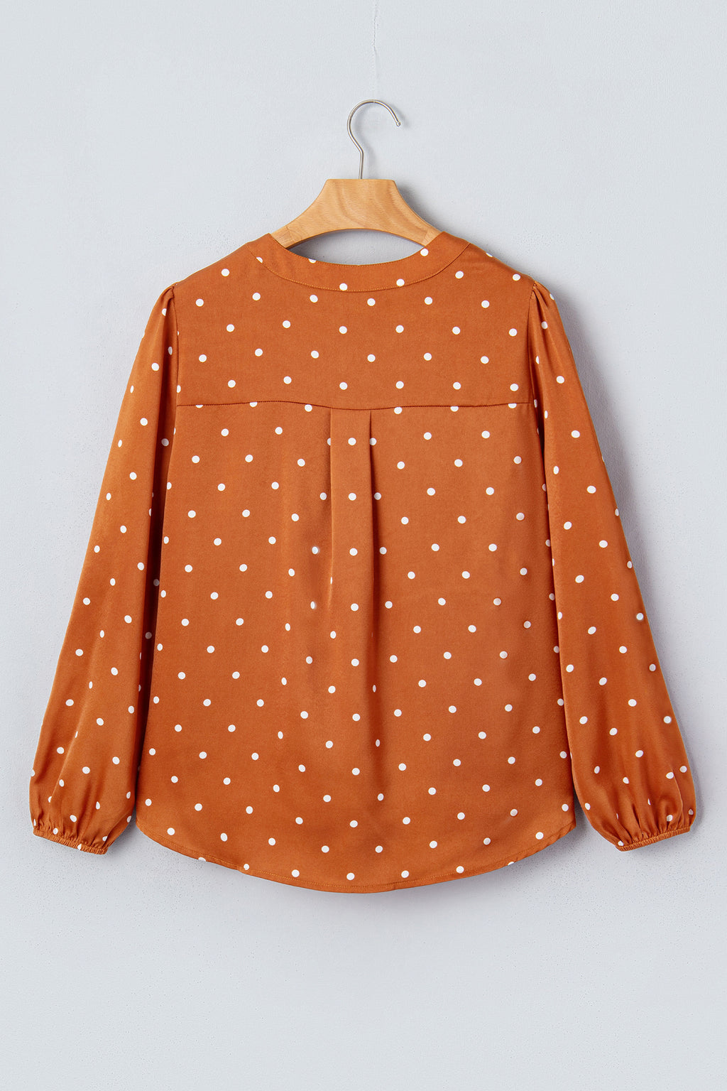 Polka Dot Half-Button V-Neck Blouse