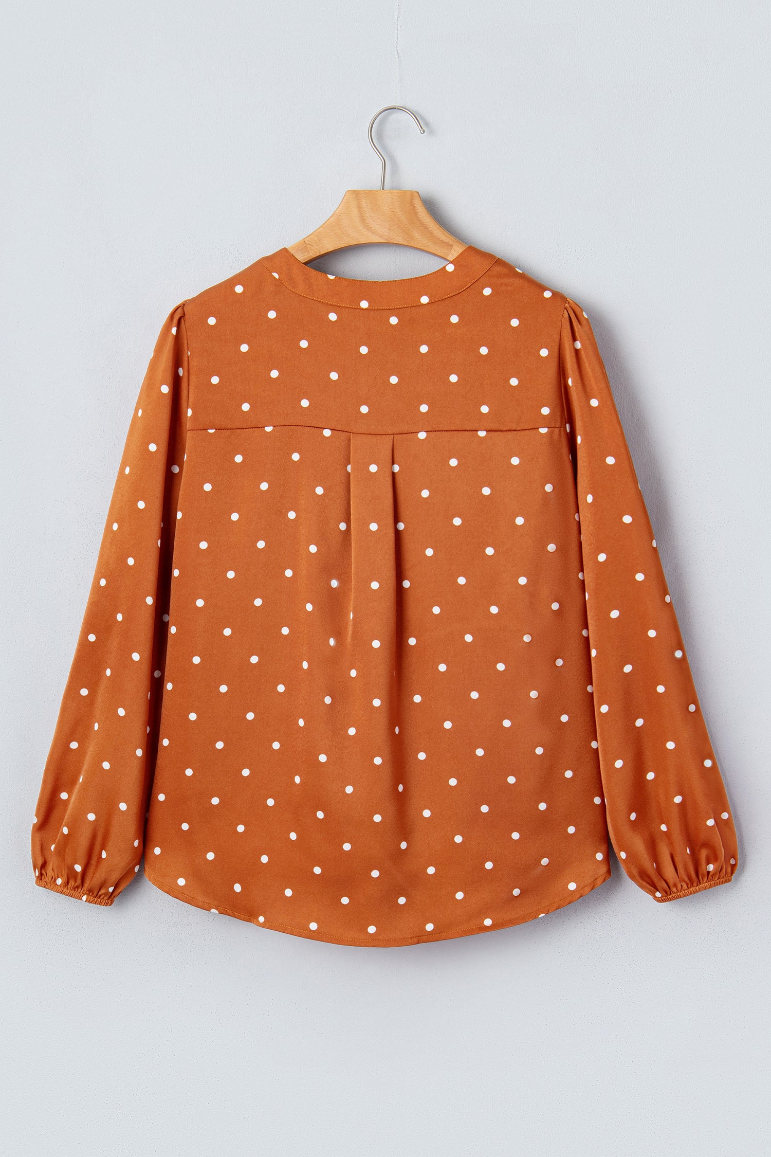 Polka Dot Half-Button V-Neck Blouse