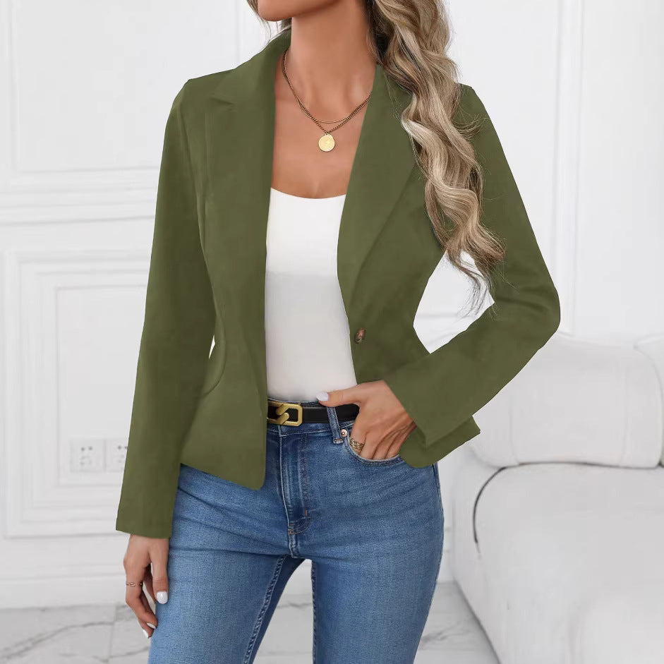 Single-Button Notch-Lapel Cropped Blazer