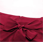 Bow-Tie Flared High-Waist Midi Skirt