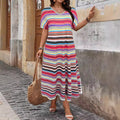 Plus Size Printed Short-Sleeve Swing Maxi Dress