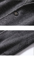 Plaid Wool Notch-Lapel Long Coat