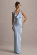 Satin Cowl-Neck Open-Back Fishtail Gown