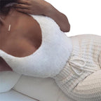 Fluffy Knit Shorts 3-Piece Pajama Set