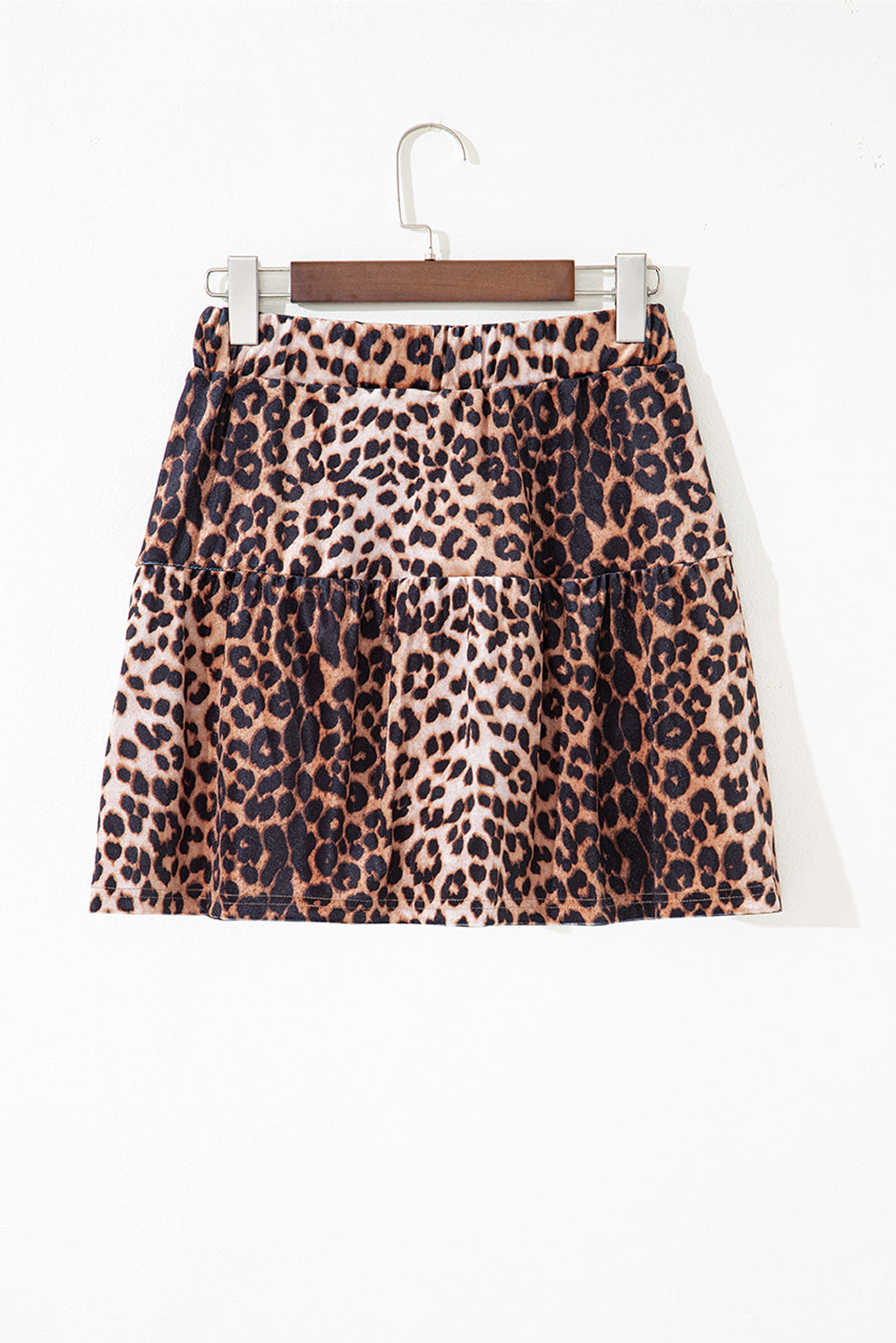 Leopard Print Tiered Mini Skirt
