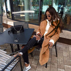 Longline Notch-Lapel Teddy Coat