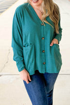 Waffle-Knit Button-Front Tunic Cardigan