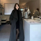 Double-Faced Wool Notch-Lapel Long Coat