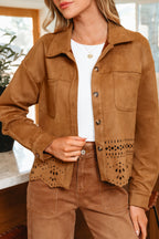 Faux Suede Cutout-Detail Jacket