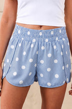 Polka Dot Shirred-Waist Shorts