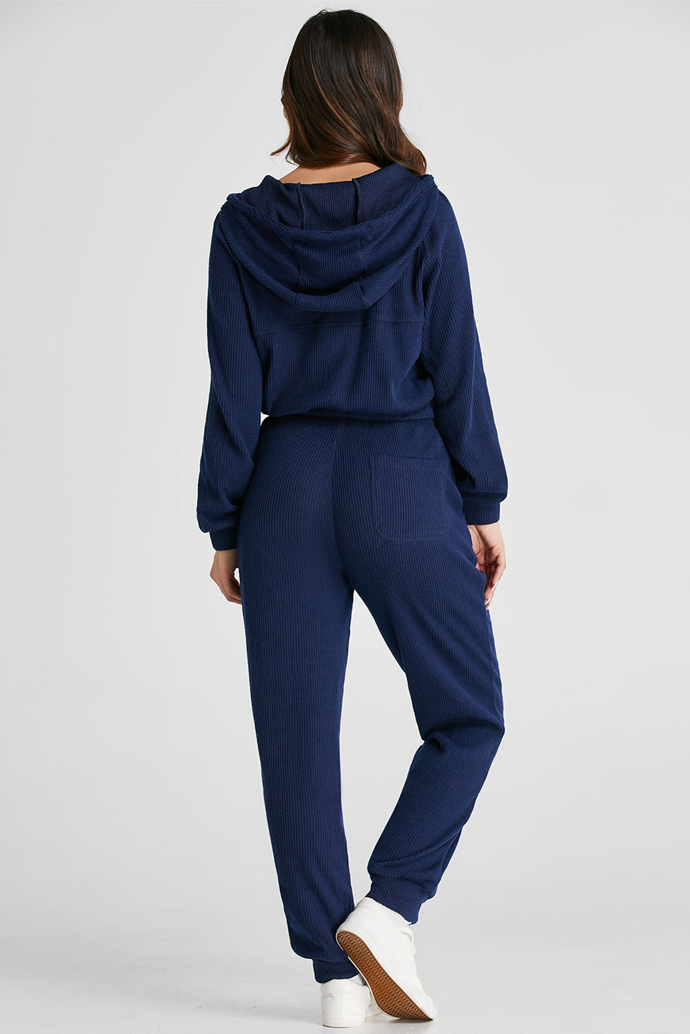 Ribbed Knit Cropped Hoodie and Joggers Set