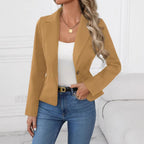 Single-Button Notch-Lapel Cropped Blazer