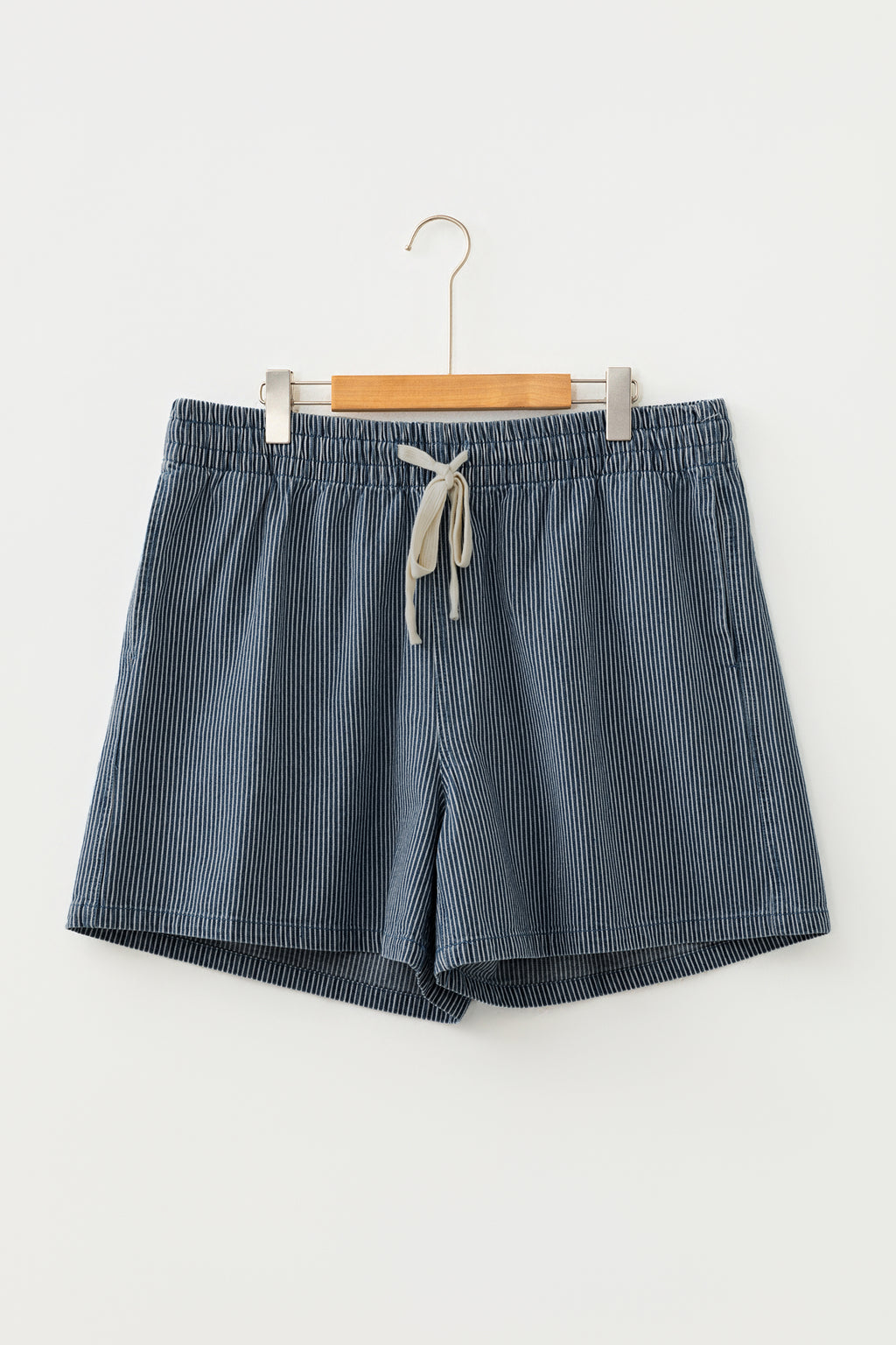 Striped Drawstring Denim Shorts
