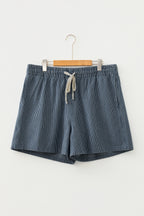 Striped Drawstring Denim Shorts