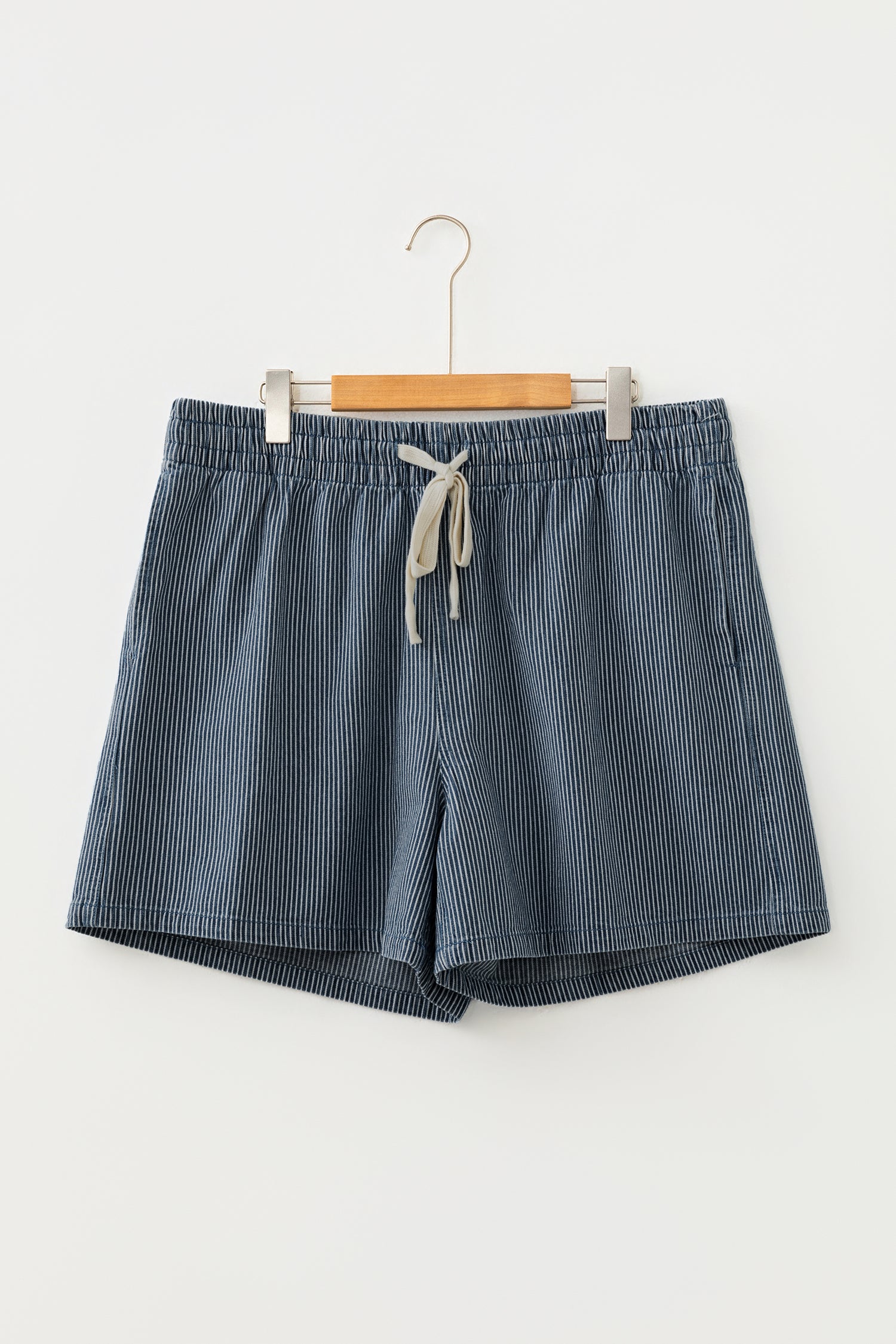 Striped Drawstring Denim Shorts