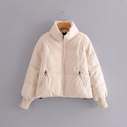 Stand-Collar Zip-Front Cotton Puffer Jacket